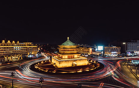 西安钟楼夜景视图历史高清图片素材