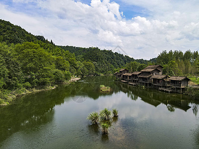 湖南常德桃花源景区秦溪航拍高清图片