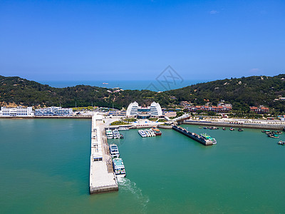 福建湄洲岛5A景区航拍码头背景