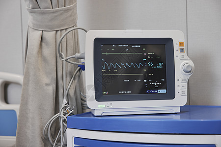病房里的心电检测仪背景图片