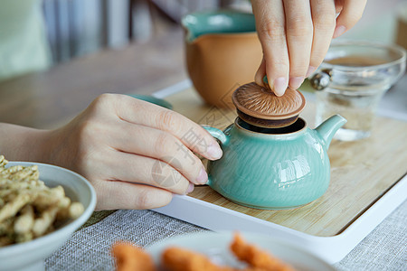 茶馆感受茶文化特写图片