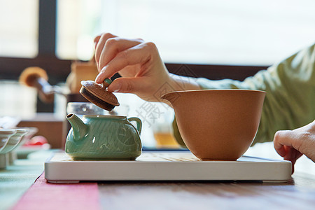 茶馆泡茶特写图片