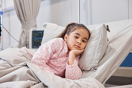 生病住院的小女孩背景图片