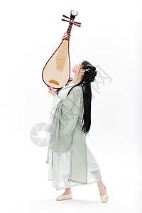 中国古风汉服美女弹奏琵琶图片