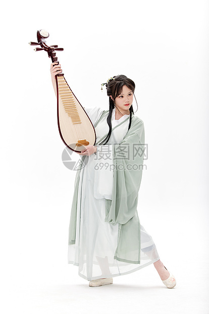 弹琵琶的传统古风汉服美女图片