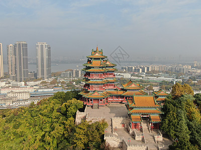 南京阅江楼地标建筑航拍图片