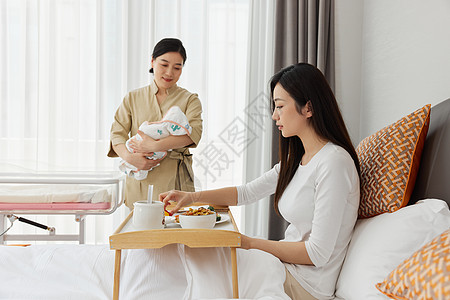 婴儿奶粉住家月嫂照顾宝妈准备营养月子餐背景