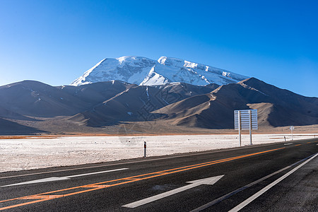 慕士塔格峰和公路图片