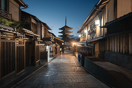 日本京都八阪塔夜景图片