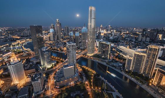 天津CBD夜景城市风光图片