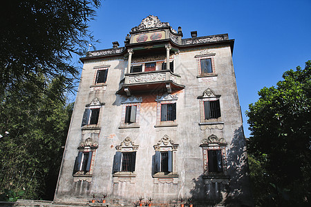 广东5A景区开平碉楼马降龙碉楼背景