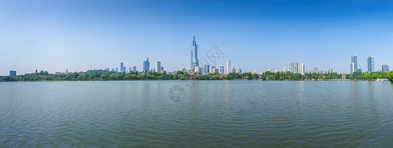 南京玄武湖地标建筑城市天际线风光图片