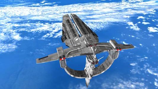 cg孙悟空一艘宇宙飞船3dcg渲染背景