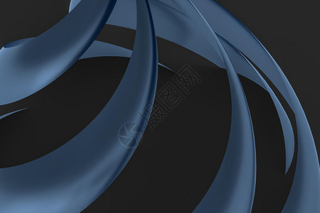 三维渲染蓝色流动感金属花形图片