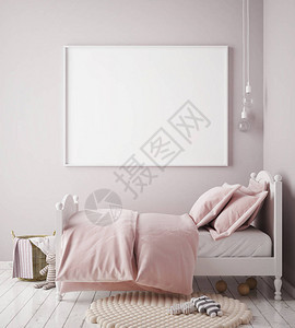 小样在孩子的卧室斯堪的纳维亚风格室内背景3d渲染帧海报图片