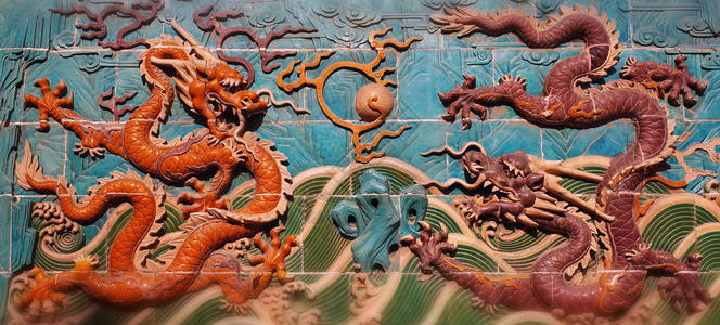 九龙壁浮雕图片素材