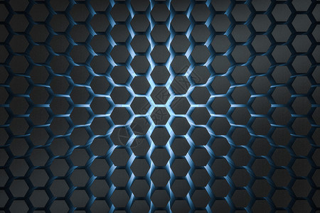 几何形体的视觉美三维渲染深色六边形科技感背景背景
