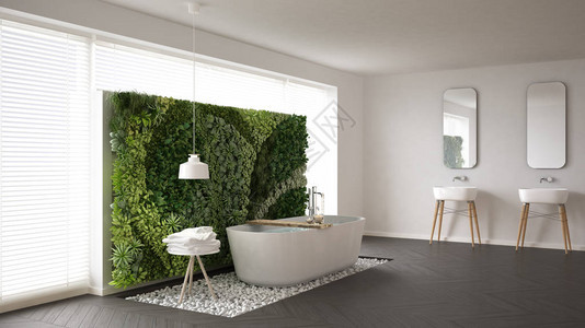 带垂直花园白色简约的斯堪的纳维亚浴室我图片