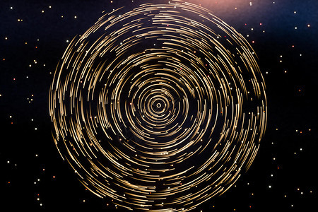 围绕中心旋转的发光粒子三维渲染图片
