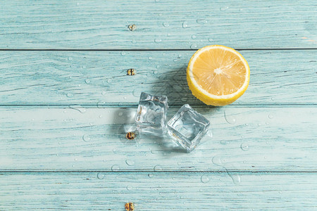 柠檬与青色背景图片素材