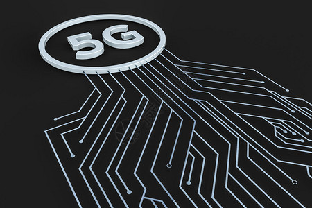 三维渲染5g芯片电路科技感背景图片