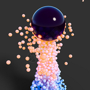 发散的悬浮在空中的小球三维渲染背景图片