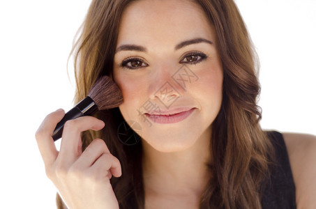 年轻漂亮的女人应用脸红图片