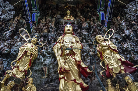 玉树藏族佛像高清背景图片浙江新昌天台宗大佛寺佛像石窟高清背景图片