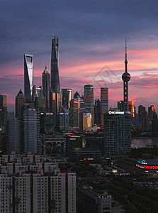 上海晚霞日落图片