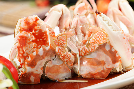 中式美食原只蒸花蟹背景图片