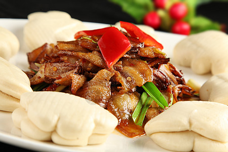 中式美食回锅肉夹饼图片