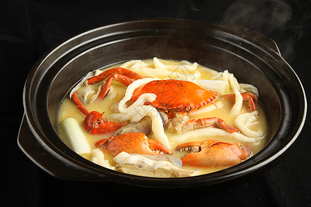 中式美食海鲜蟹手擀面背景图片