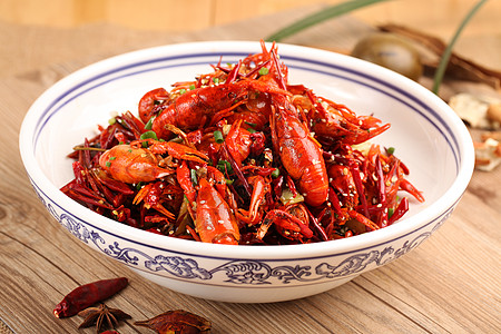 中式美食干煸香辣小龙虾背景图片