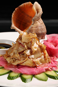 海鲜餐厅日式酱海螺背景