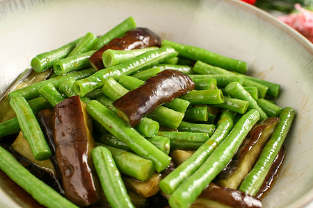 茄子炒豇豆豇豆茄子高清图片