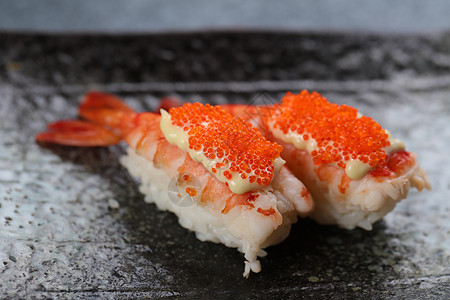 日式铁板烧鲜虾蟹籽背景