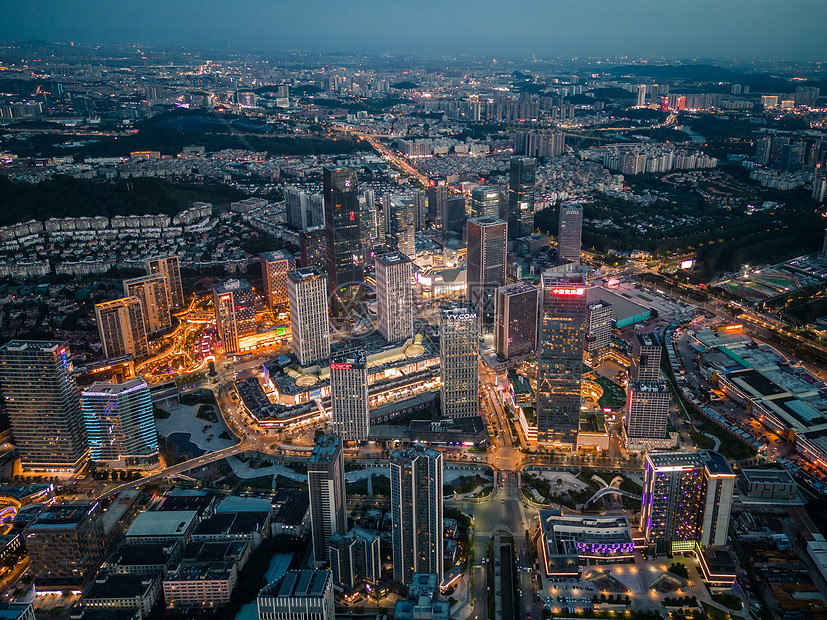 广州番禺CBD夜景航拍图片