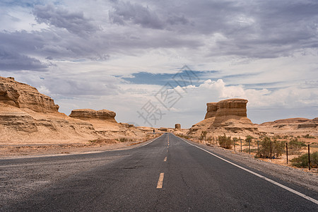 新疆克拉玛依戈壁公路背景图片