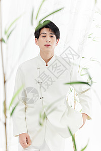 水墨杨树中国风古风青年男性背景