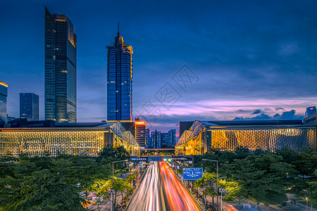 广东深圳市区建筑夜景风光背景