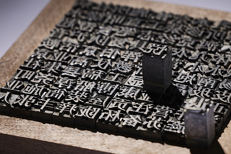 古印章铜制活字印刷静物背景