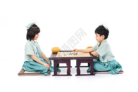 古风儿童下棋博弈背景图片