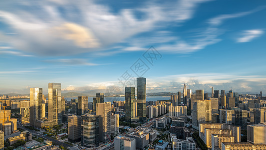 城市高处深圳南山区科技园高处俯瞰周边景观背景