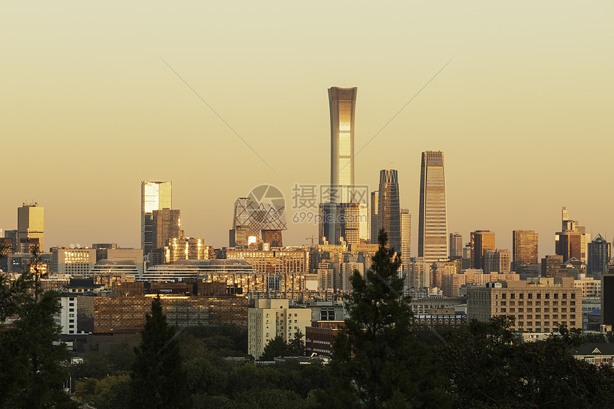 黄昏时的北京城市建筑图片