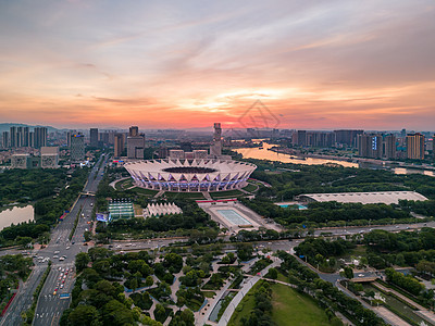 广东佛山世纪莲日落晚霞风光背景图片