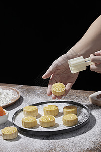 广式蒸点使用模具制作月饼背景