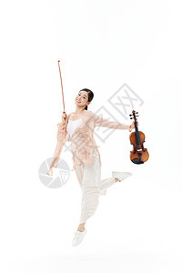 拉小提琴的青年女性演奏家背景图片