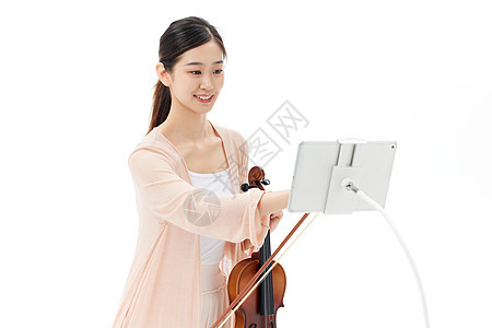 拉小提琴的美女线上教学录直播课程背景图片