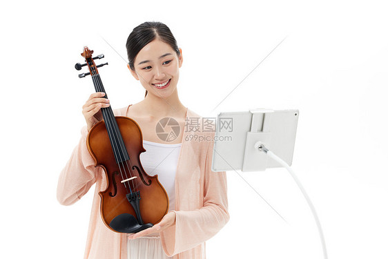 拉小提琴的女子线上教学录直播课程图片
