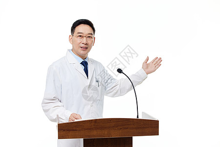 医学演讲医学教授在讲台上演讲背景